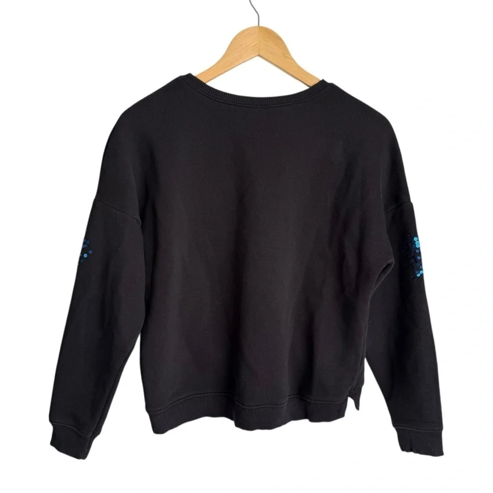 Justice Girls Black Crewneck Sweatshirt With Multicolor Sequin Detail Size 18/20